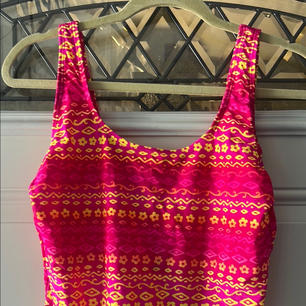 Essentials Pink and Yellow One Piece Swimsuit - Picture 2 of 8